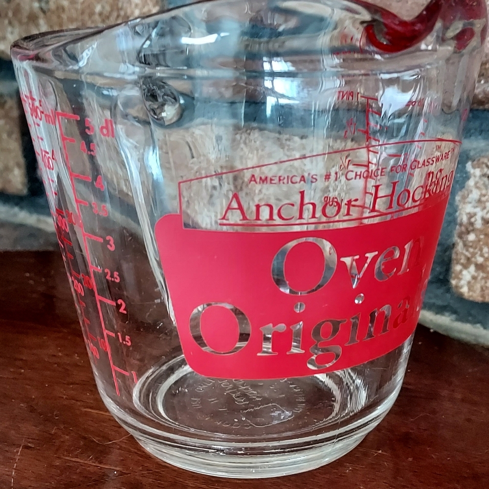 Vintage Anchor Hocking Oven Original Clear Glass Graduated Two Cup Measure Cup